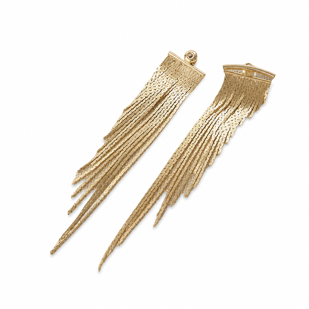 ✨ Sculpted Gold Tassel Earrings – Weightless, Bold & Pain-Free