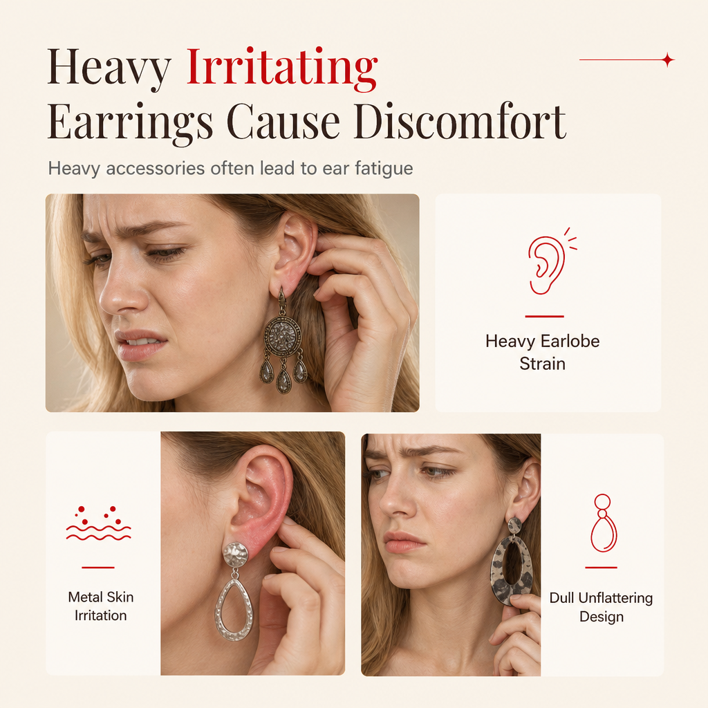 Red Flocked Rose and Leaf Long Tassel Dangle Earrings for Women 1 Pair