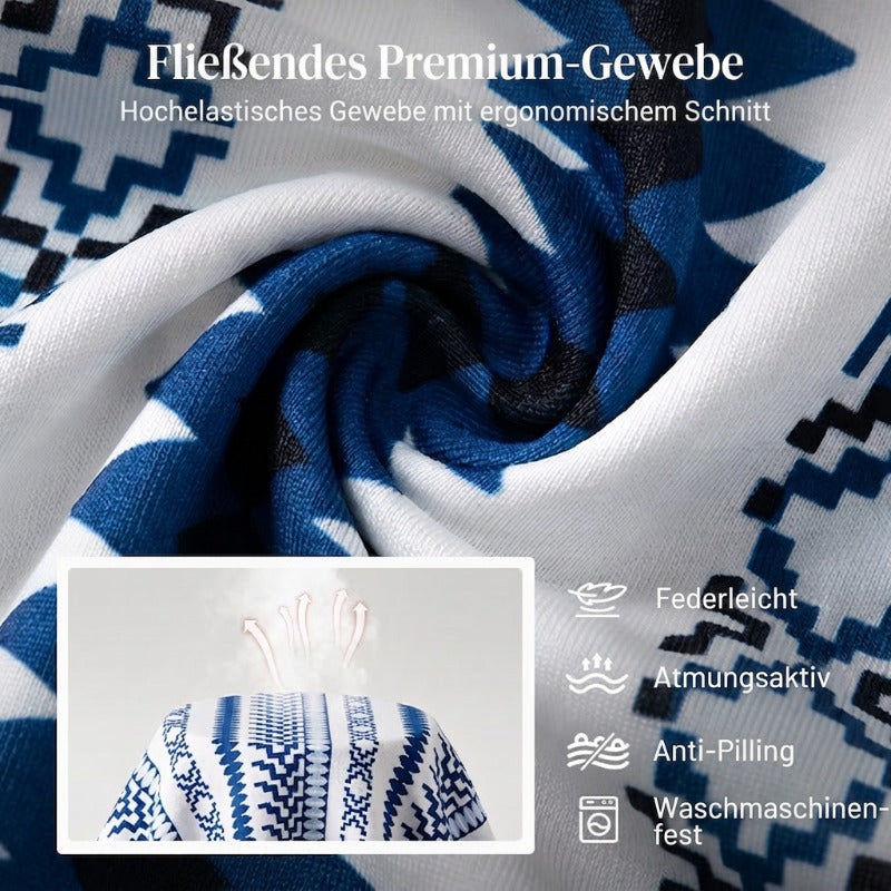 👗💙 Geometrischer Jumpsuit mit Halter-Ausschnitt & Seitenschlitz!
