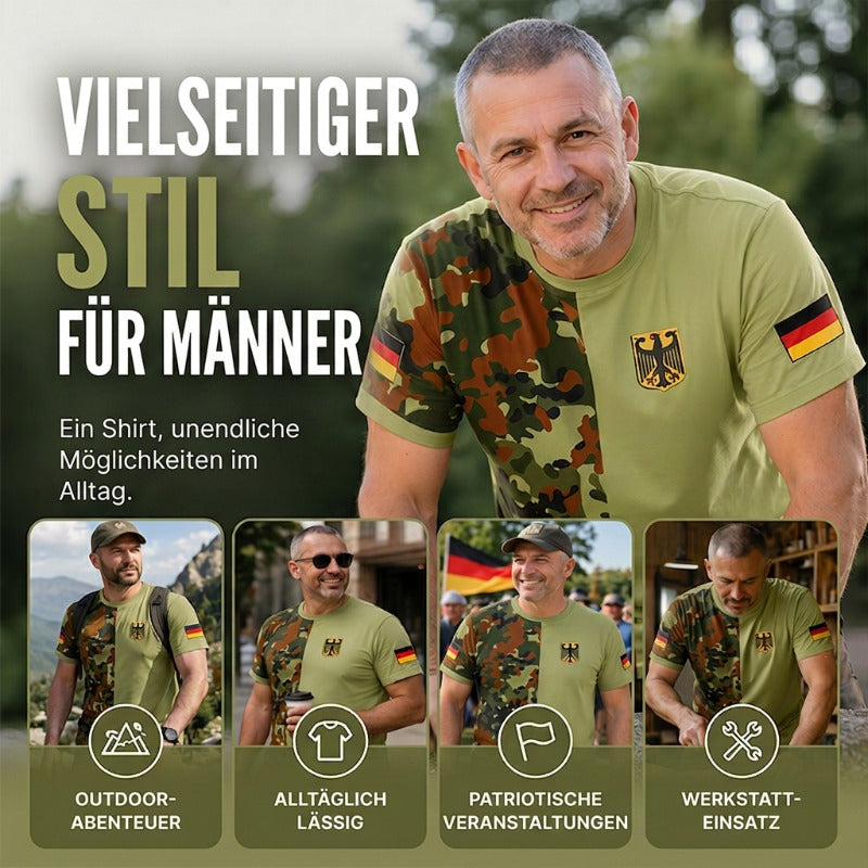 Herren Camouflage Patchwork Rundhals-T-Shirt