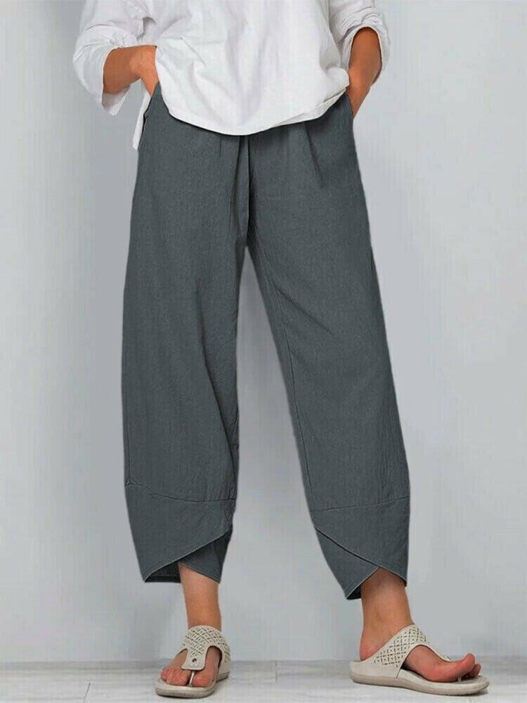 👖Jetzt 50 % Rabatt!✨Vintage-Hose mit asymmetrischem Gummibund und Taschen – Einzigartiges Design, bequeme Passform und funktionaler Stil🌸